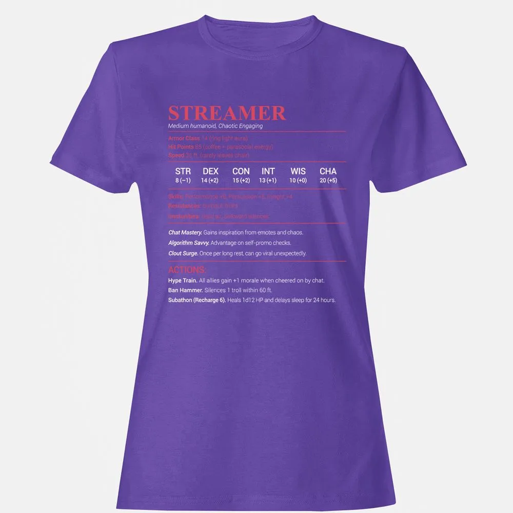 Streamer Stats Women's T-Shirt - Purple - 12