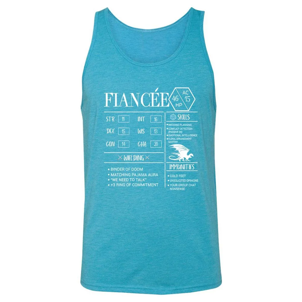 Fiancee Stats Unisex Jersey Tank - Aqua Triblend - 3