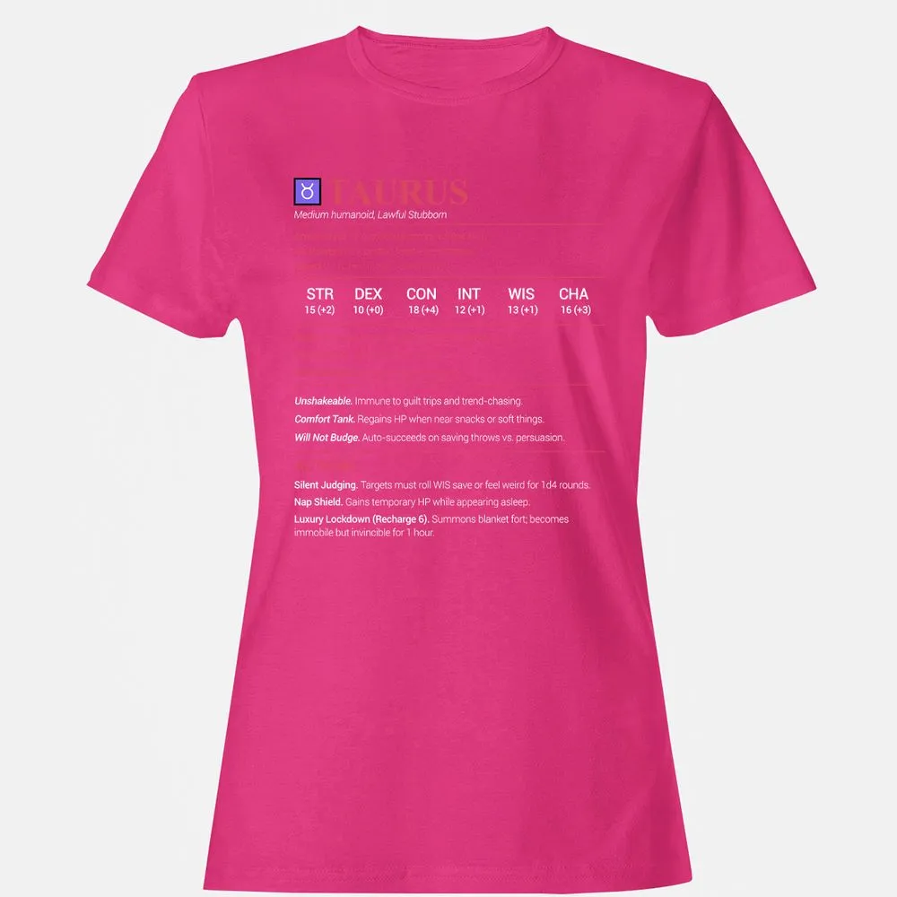 Taurus Stats Women's T-Shirt - Heliconia - 6