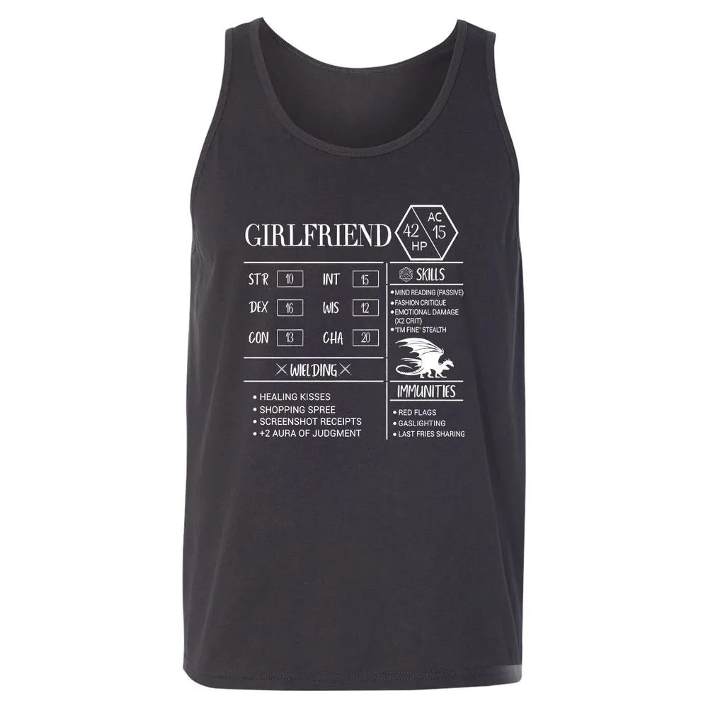 Girlfriend Stats Unisex Jersey Tank - Dark Grey - 7