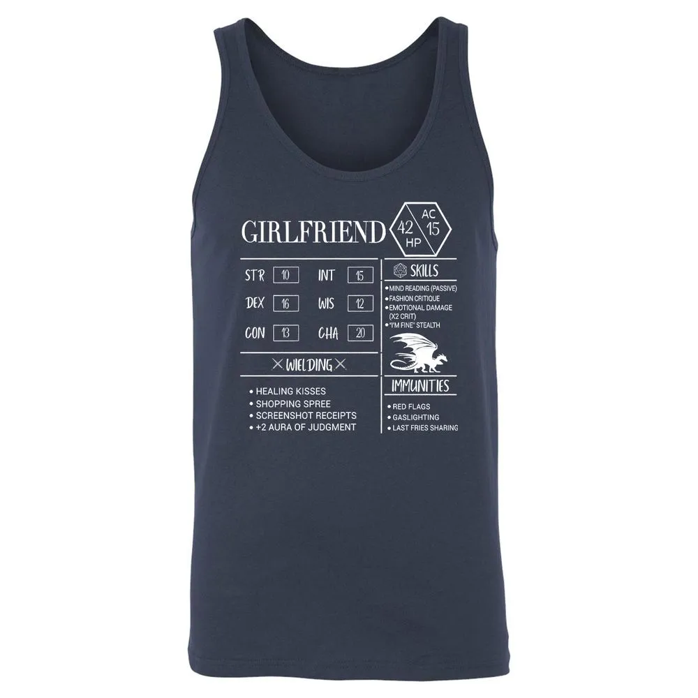 Girlfriend Stats Unisex Jersey Tank - Navy - 2
