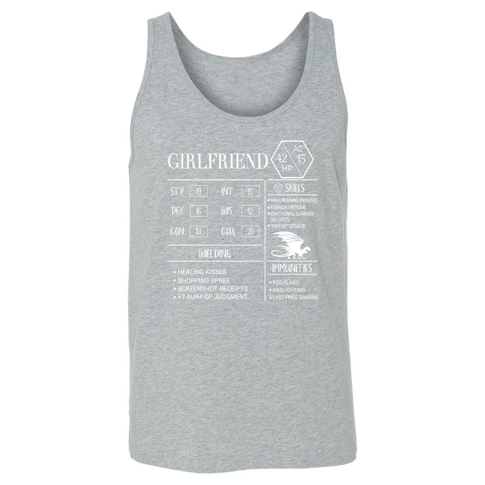 Girlfriend Stats Unisex Jersey Tank - Athletic Heather - 4