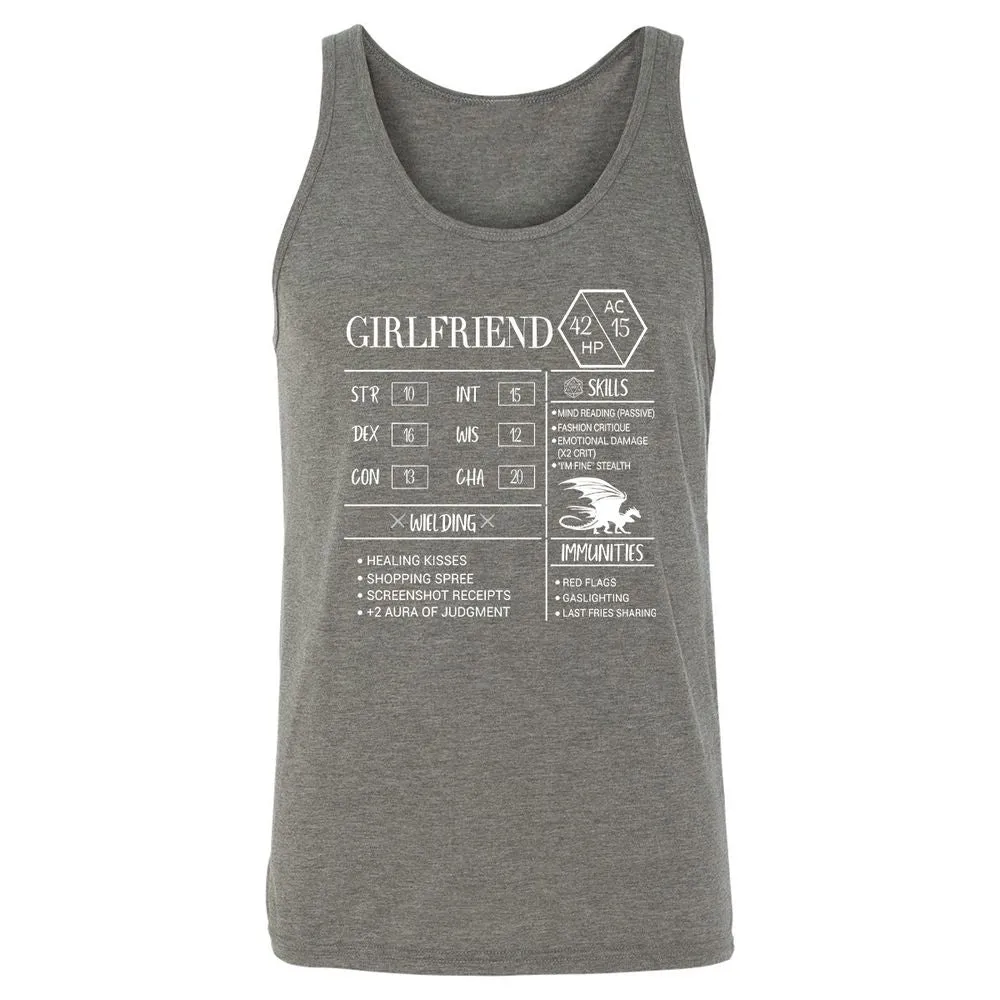 Girlfriend Stats Unisex Jersey Tank - Grey Triblend - 8