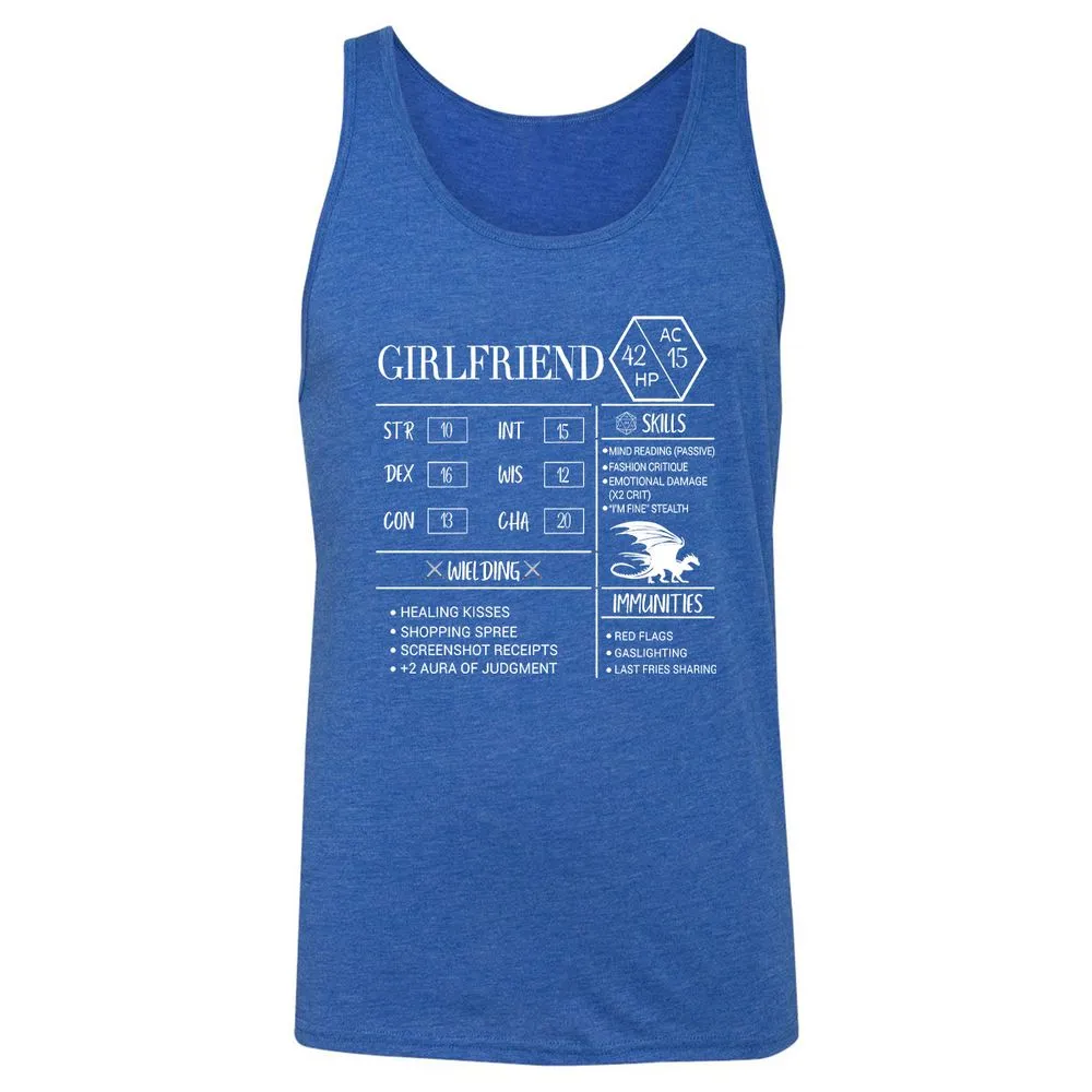 Girlfriend Stats Unisex Jersey Tank - True Royal Triblend - 12