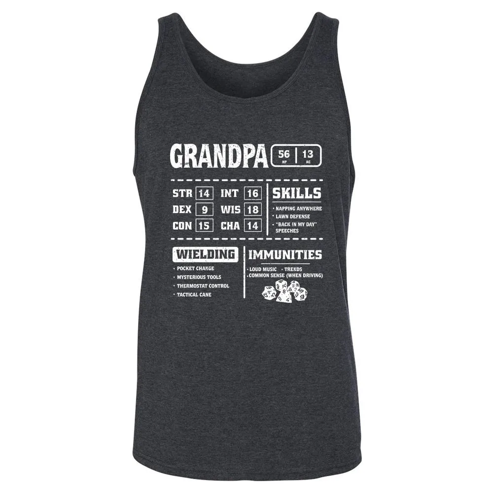 Grandpa Stats 2 Unisex Jersey Tank - Dark Grey Heather - 6
