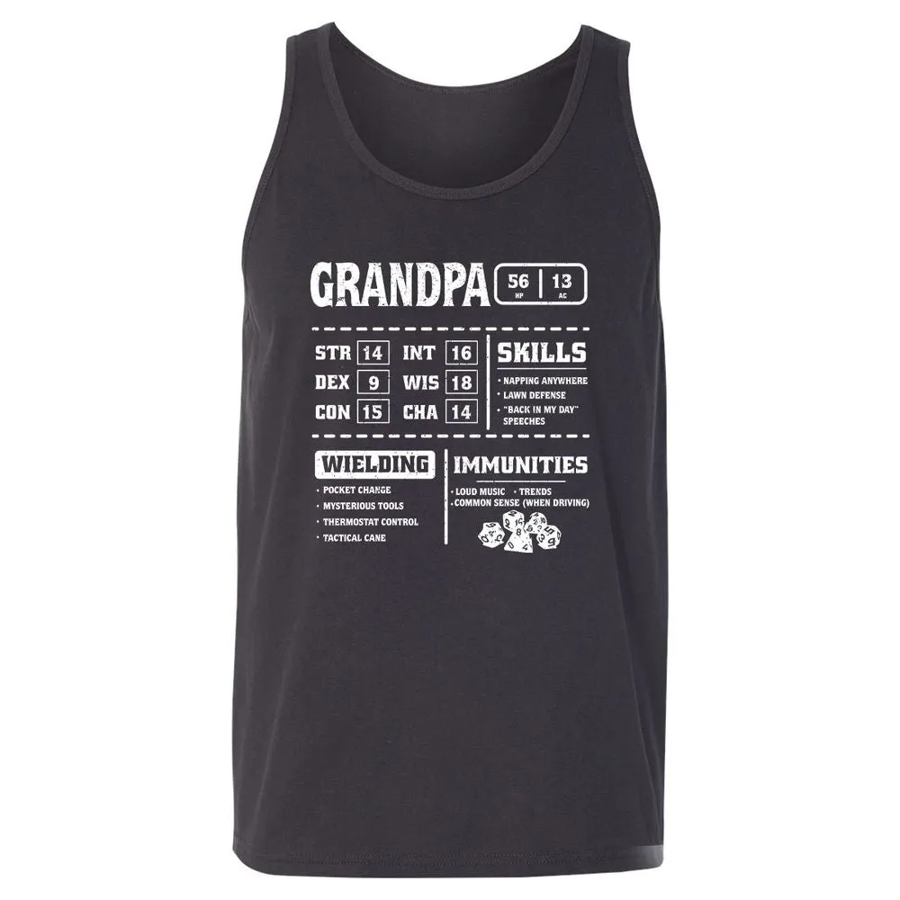 Grandpa Stats 2 Unisex Jersey Tank - Dark Grey - 7