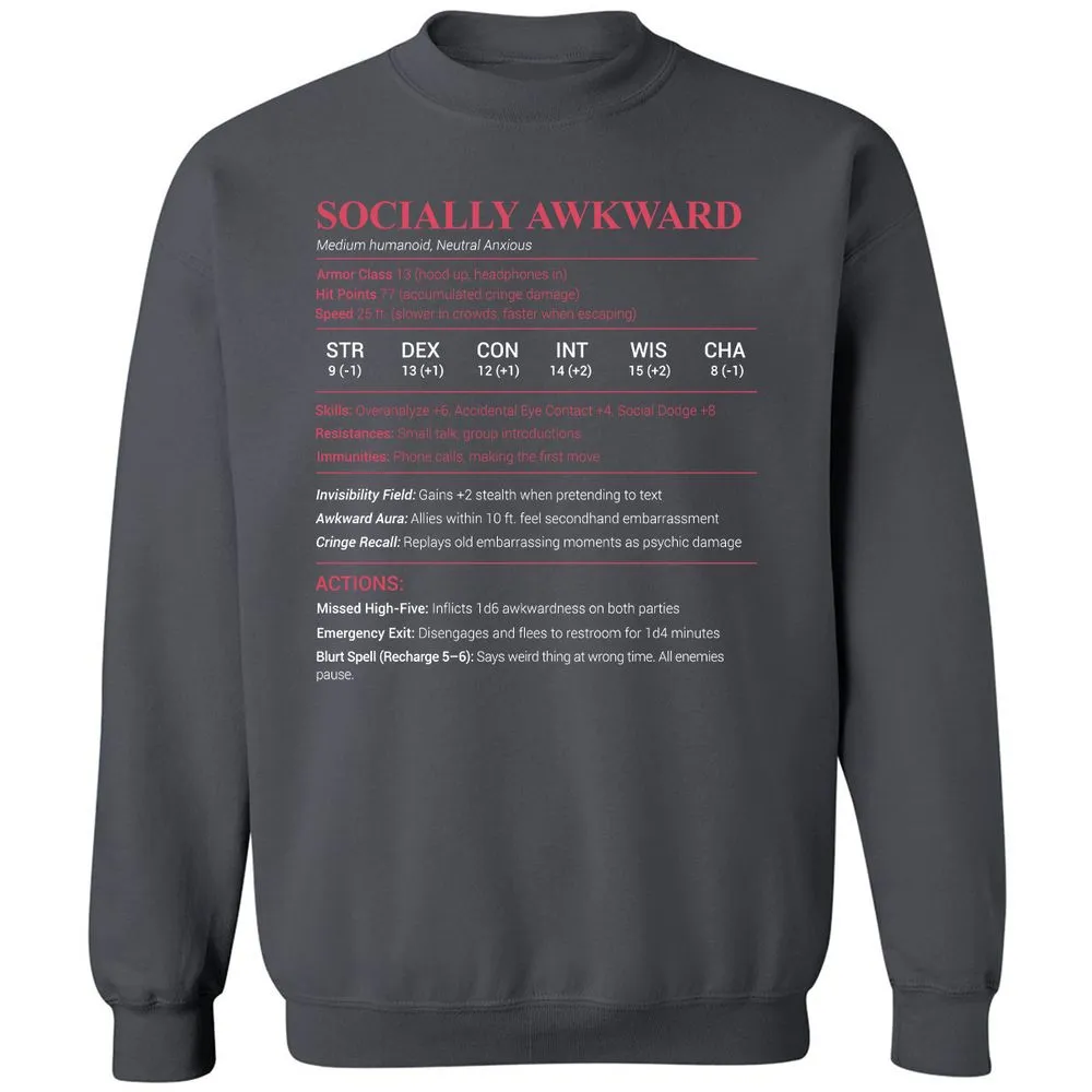 Socially Awkward Stats Classic Unisex Sweatshirt - Charcoal - 7