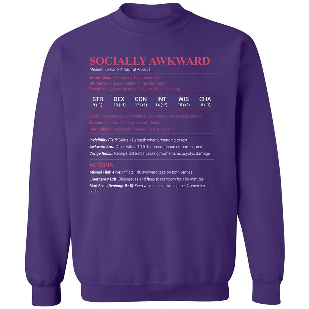 Socially Awkward Stats Classic Unisex Sweatshirt - Purple - 6