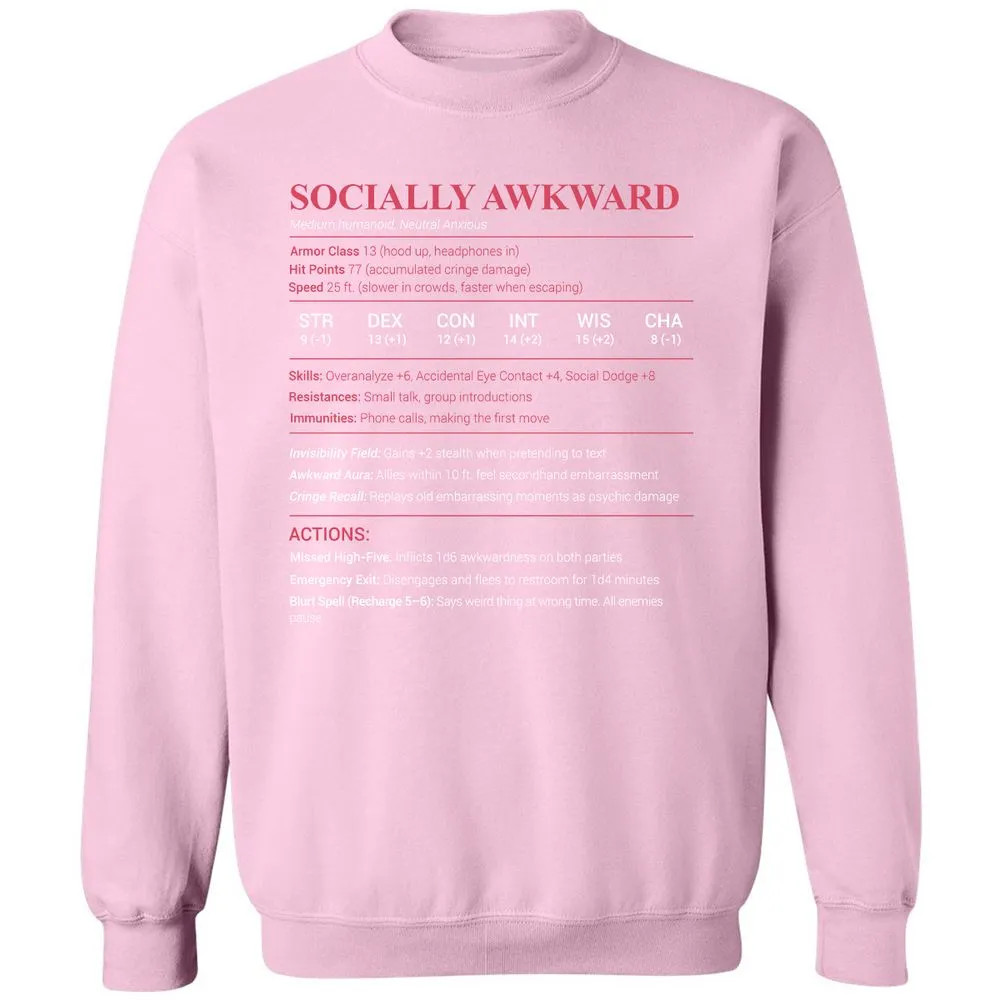 Socially Awkward Stats Classic Unisex Sweatshirt - Light Pink - 3