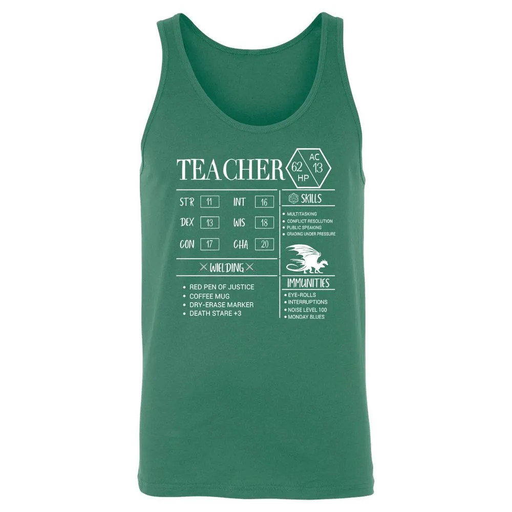 Teacher New Unisex Jersey Tank - Kelly - 9