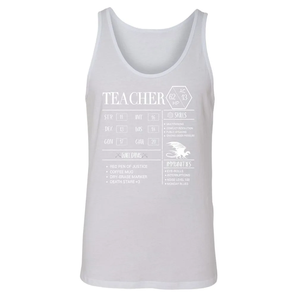 Teacher New Unisex Jersey Tank - White - 14