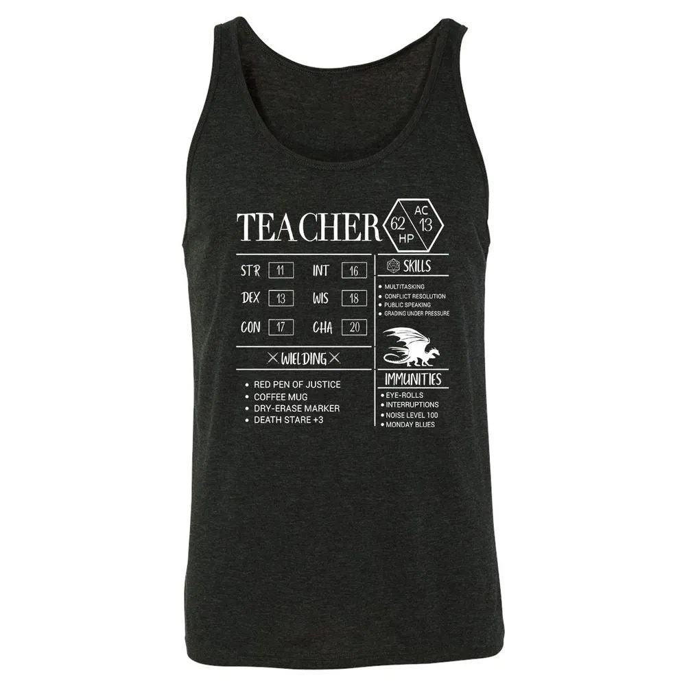 Teacher New Unisex Jersey Tank - Charcoal Black Triblend - 5