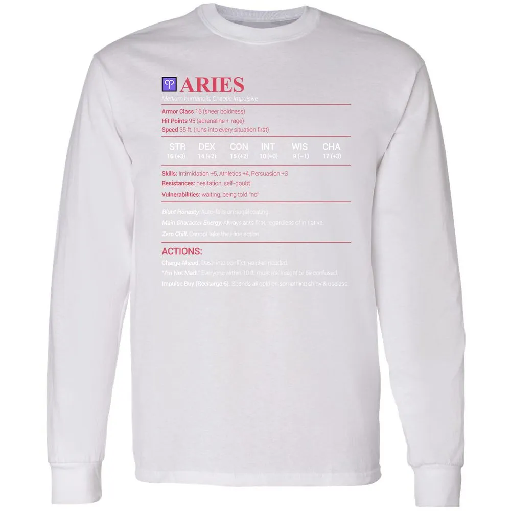 Aries Stats Long Sleeve T-Shirt - White - 5