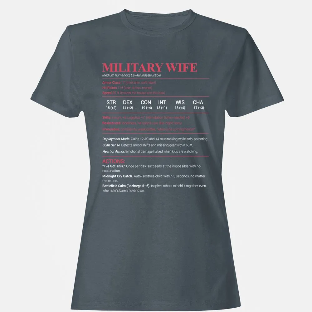 Military Wife Stats Women's T-Shirt - Charcoal - 3