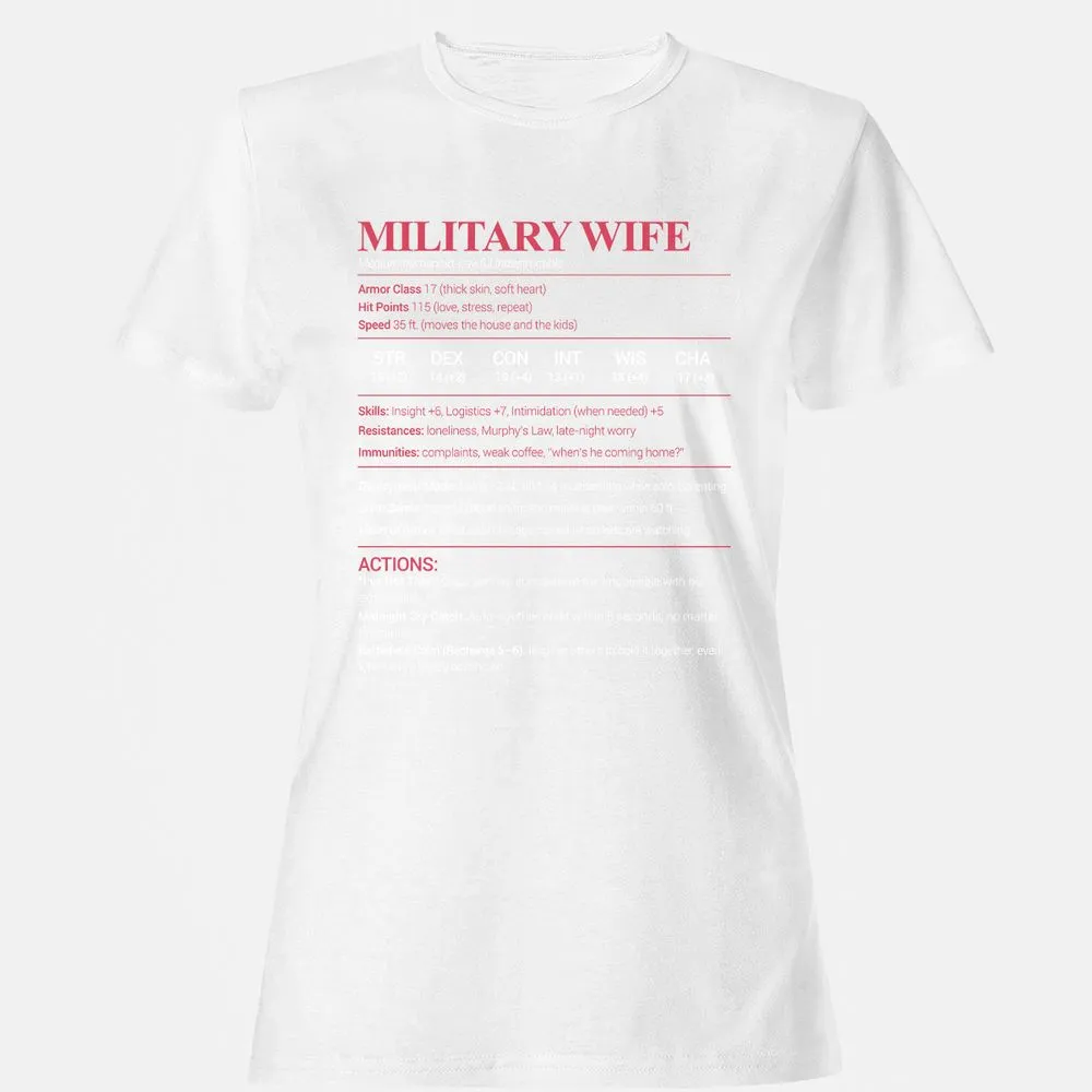 Military Wife Stats Women's T-Shirt - White - 16