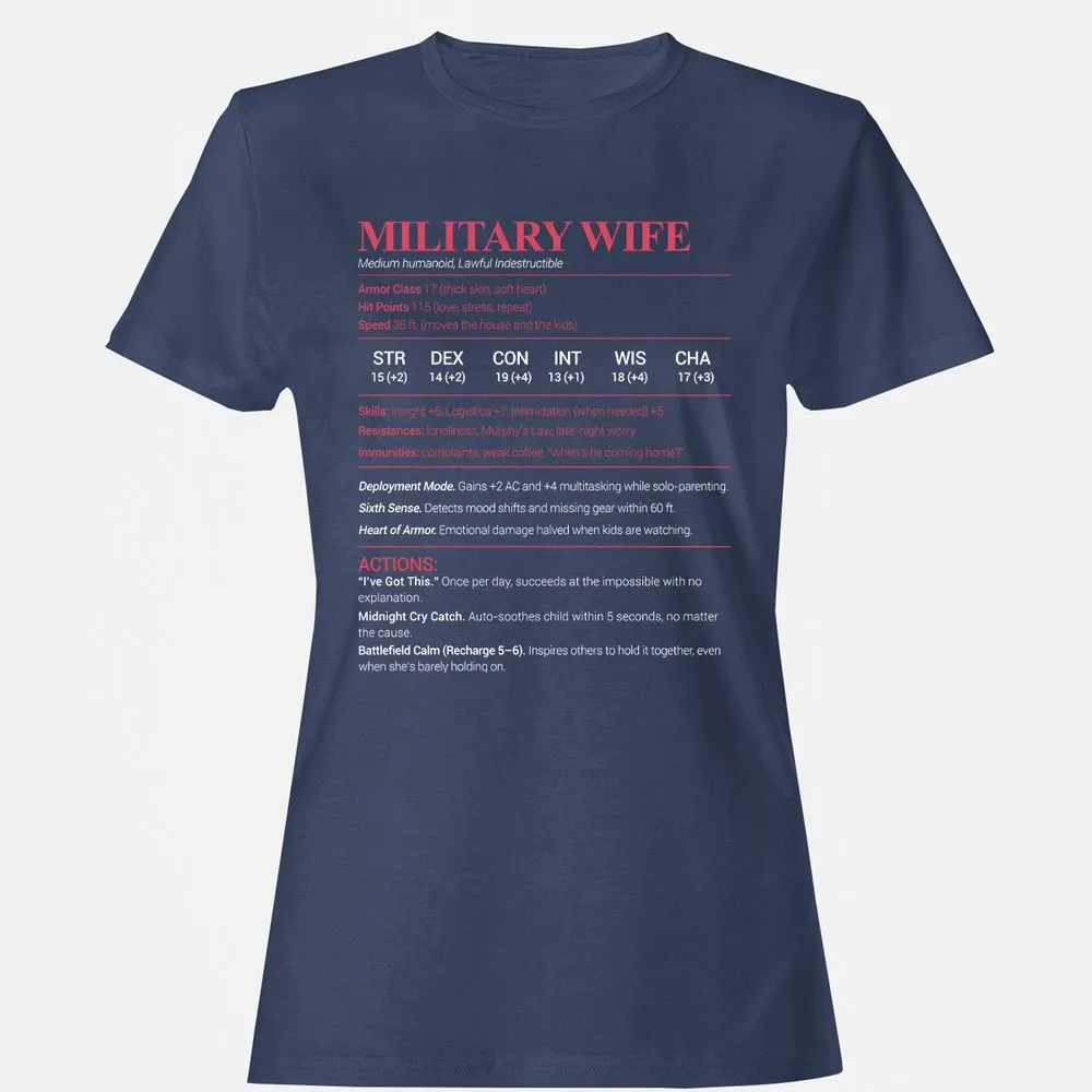 Military Wife Stats Women's T-Shirt - Navy - 10