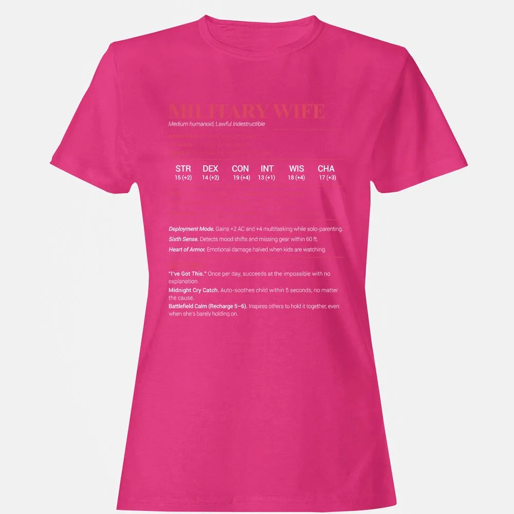 Military Wife Stats Women's T-Shirt - Heliconia - 6