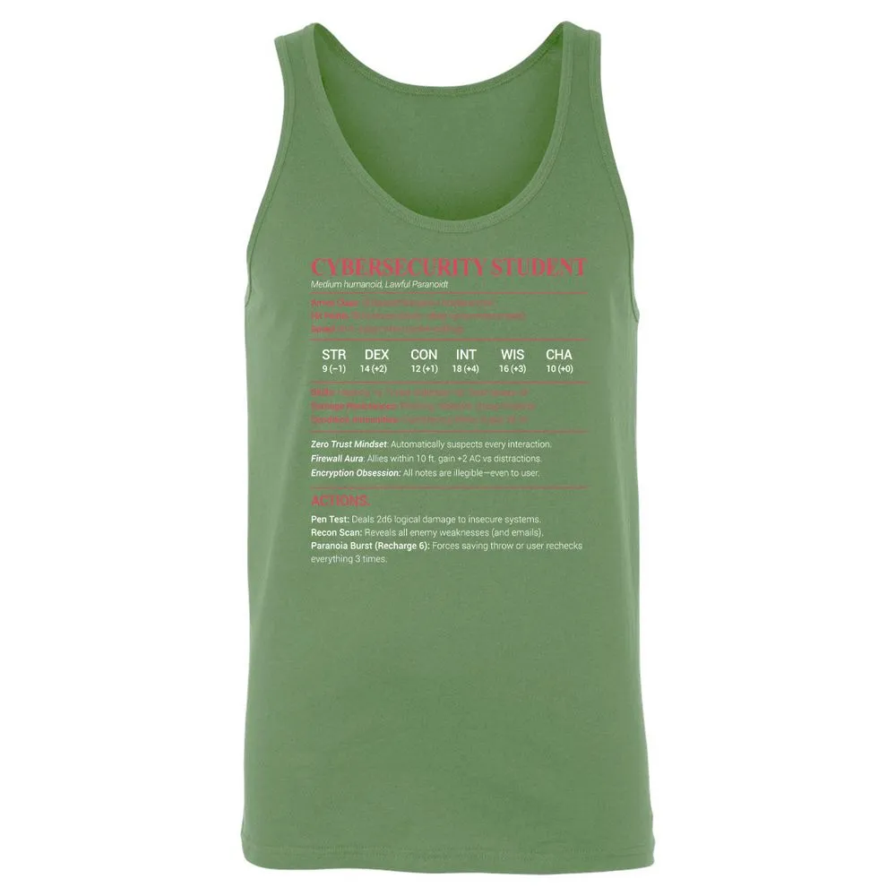 Cybersecurity Student Unisex Jersey Tank - Leaf - 10
