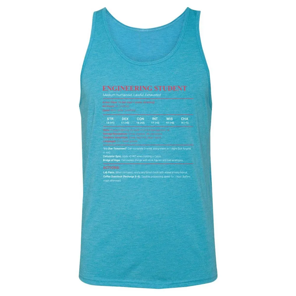 Engineering Student Unisex Jersey Tank - Aqua Triblend - 3