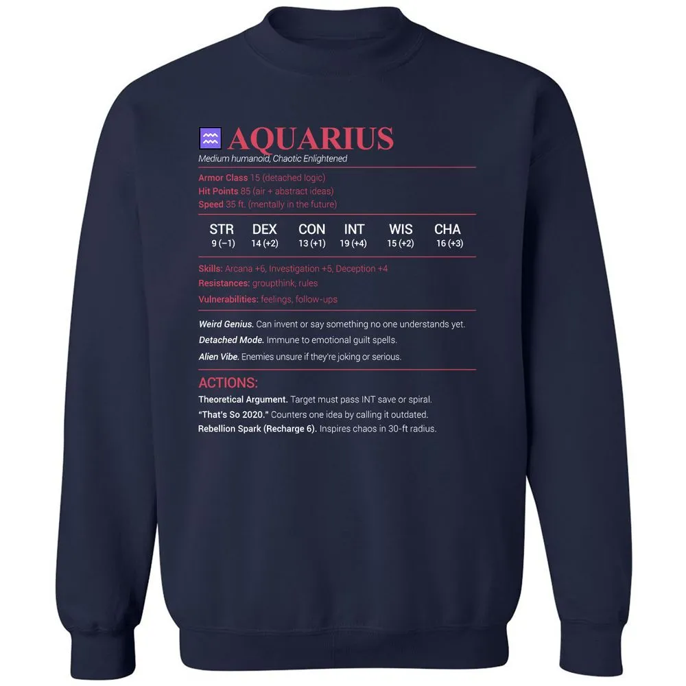 Aquarius Stats Classic Unisex Sweatshirt - Navy - 2