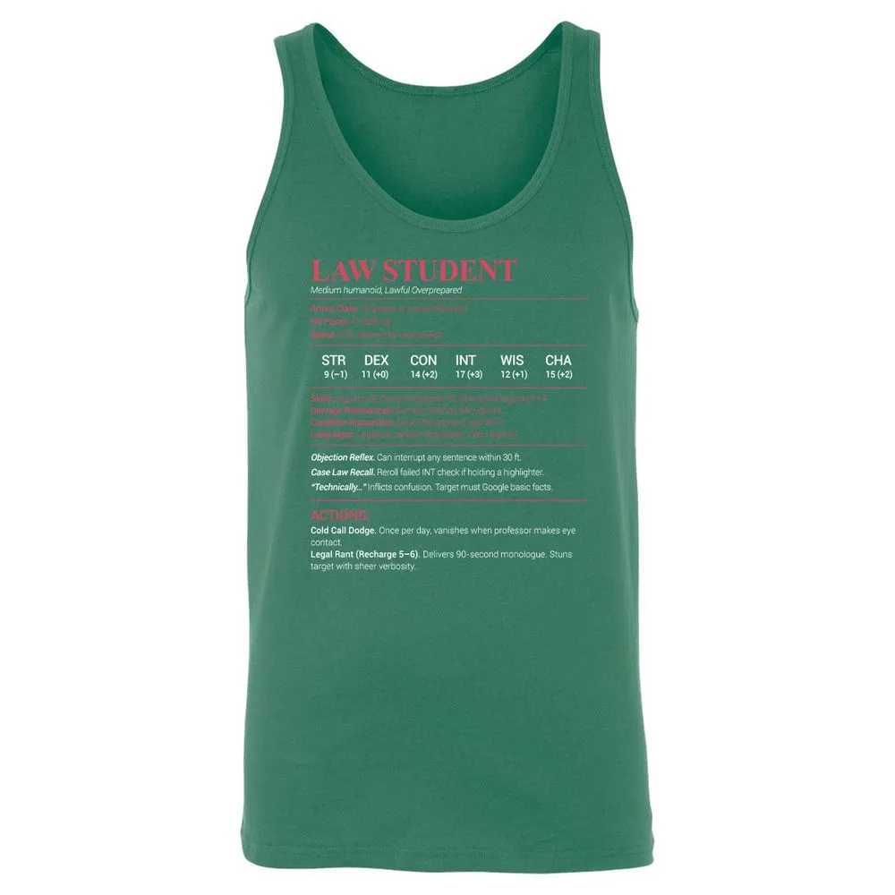 Law Student Unisex Jersey Tank - Kelly - 9