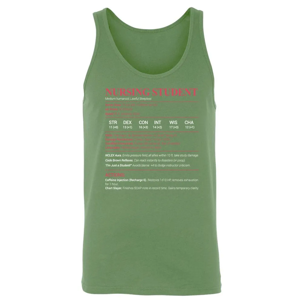 Nursing Student Unisex Jersey Tank - Leaf - 10