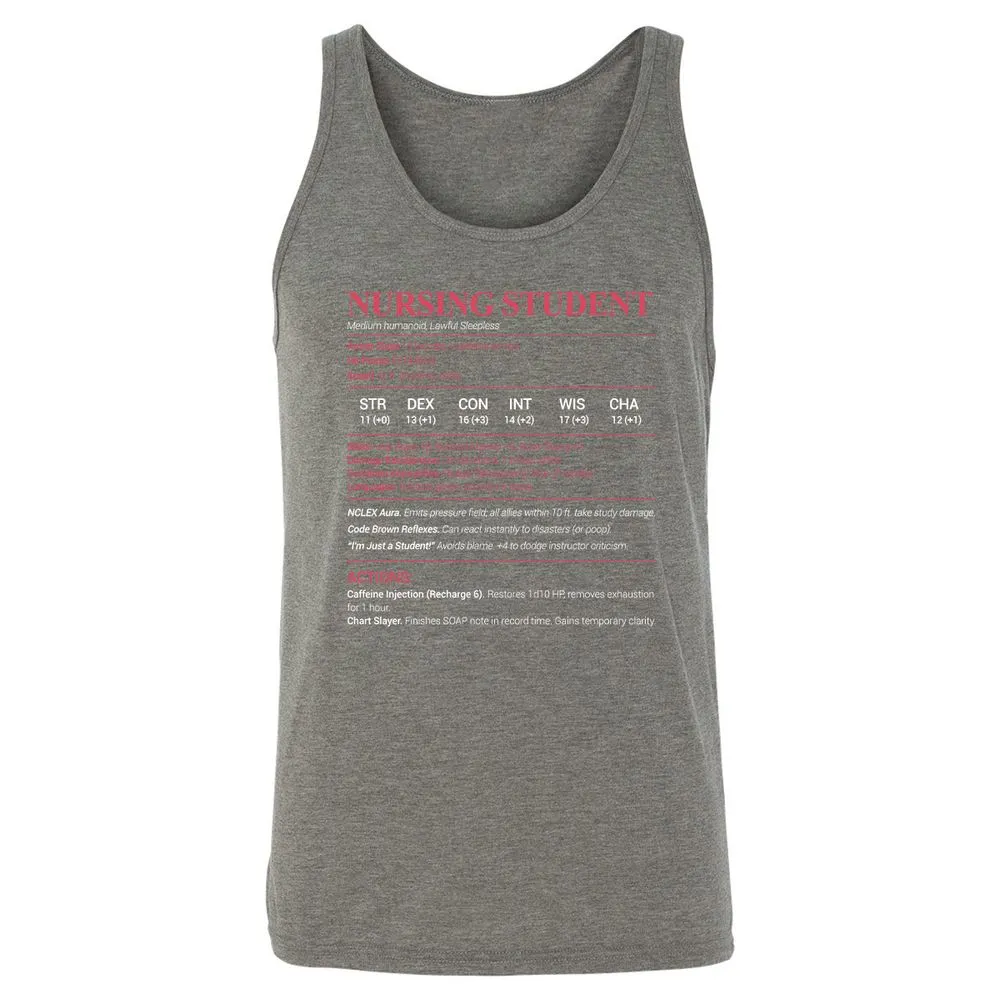 Nursing Student Unisex Jersey Tank - Grey Triblend - 8