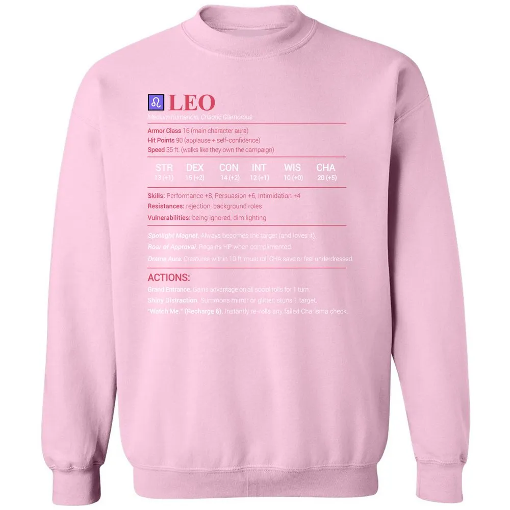Leo Stats Classic Unisex Sweatshirt - Light Pink - 3