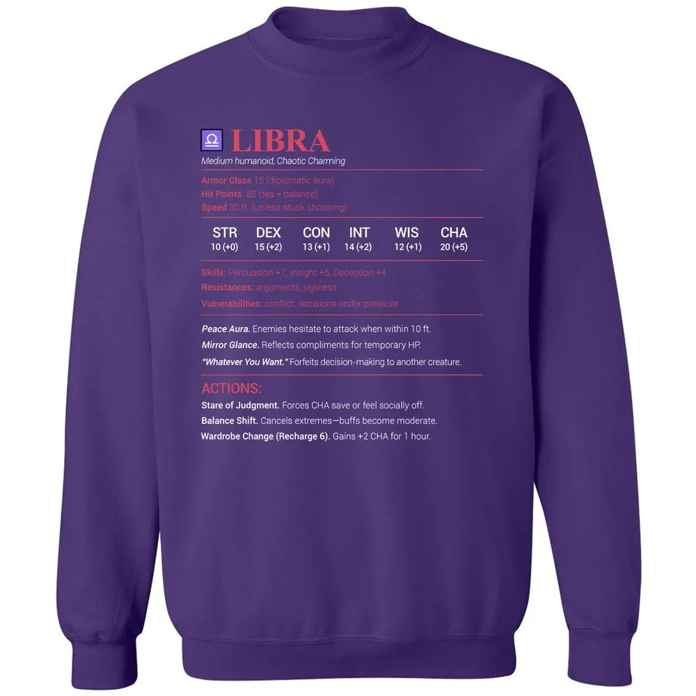 Libra Stats Classic Unisex Sweatshirt - Purple - 6