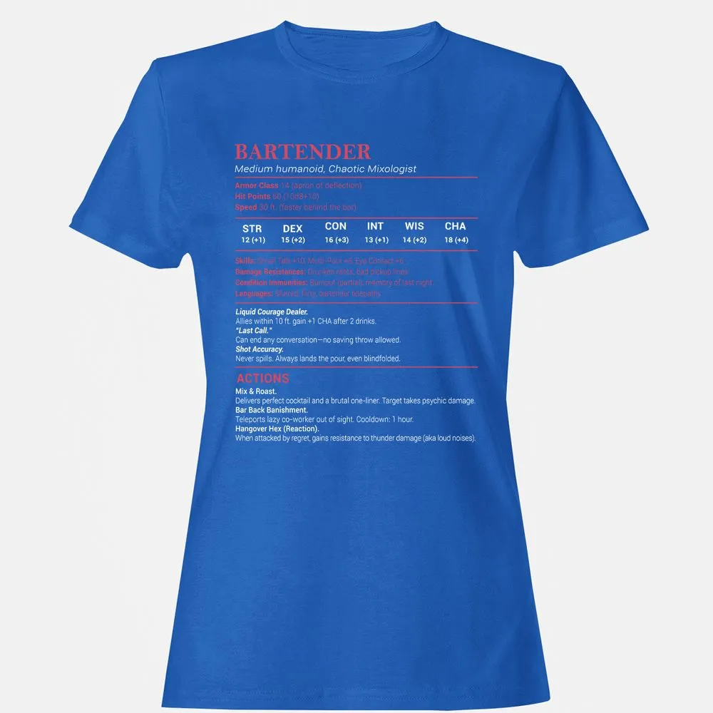 Bartender Stats Women's T-Shirt - Royal - 14