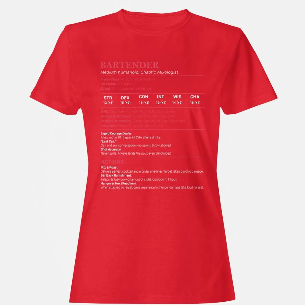 Bartender Stats Women's T-Shirt - Red - 13