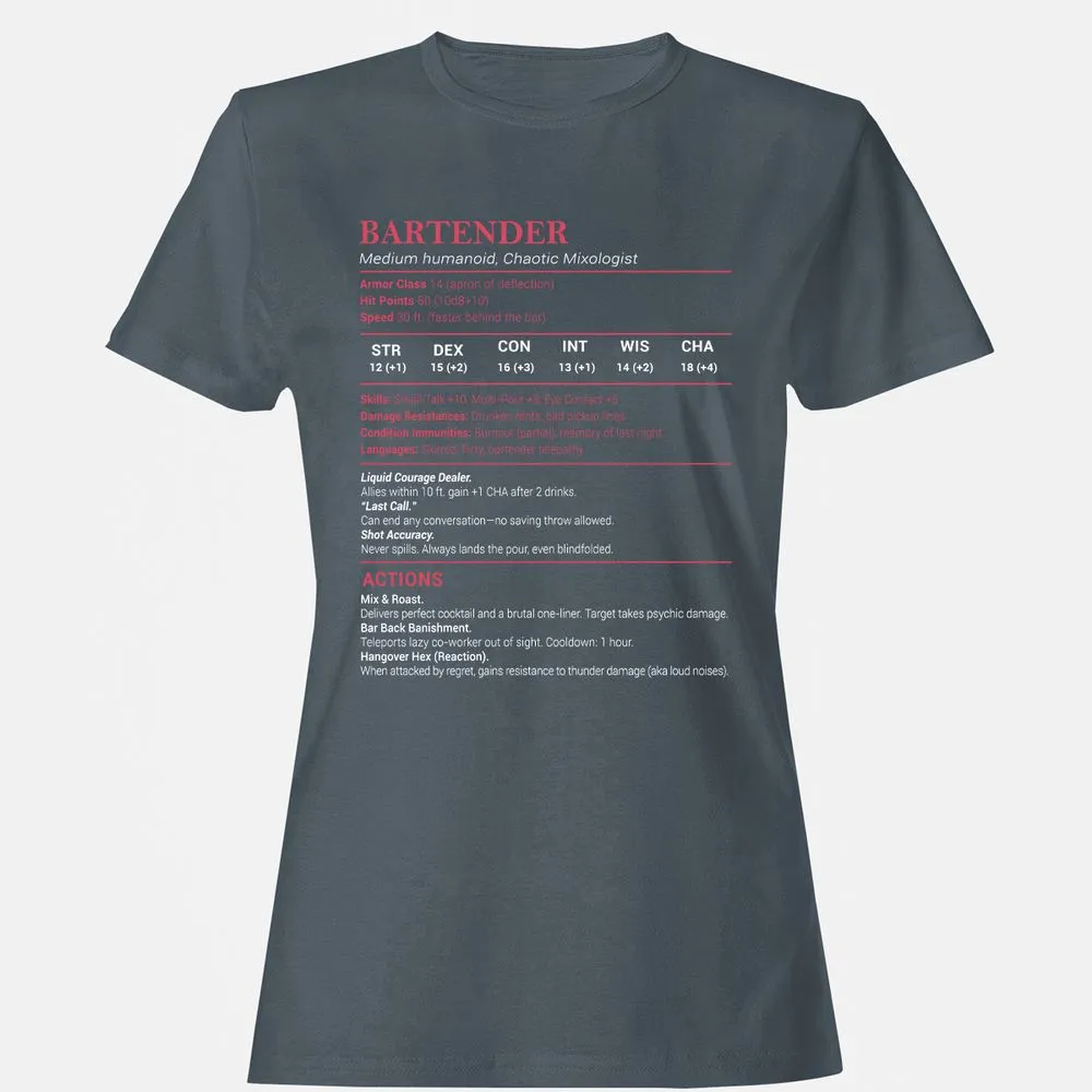 Bartender Stats Women's T-Shirt - Charcoal - 3
