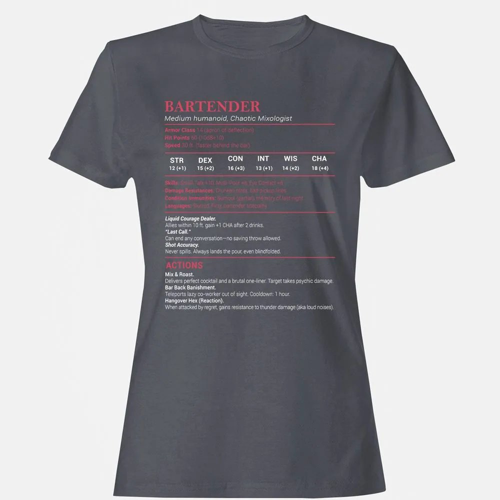 Bartender Stats Women's T-Shirt - Dark Heather - 5