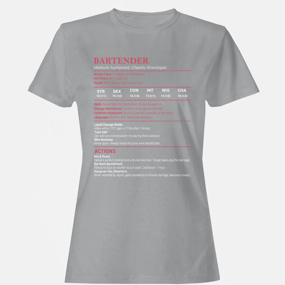 Bartender Stats Women's T-Shirt - Sport Grey - 15