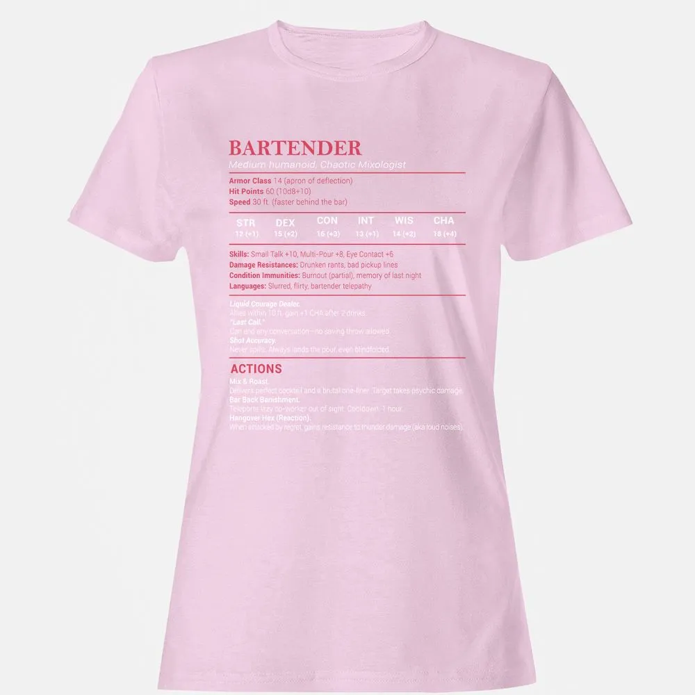 Bartender Stats Women's T-Shirt - Light Pink - 9