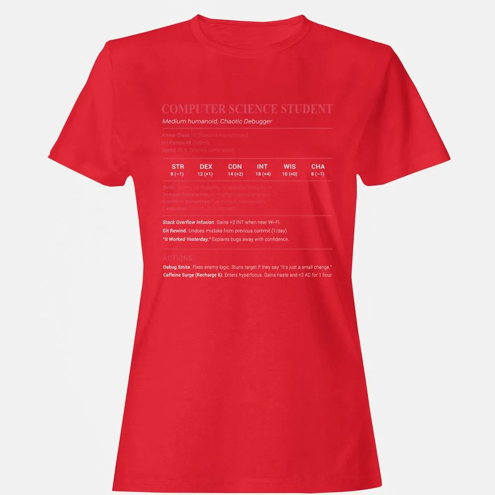 Computer Science Student Women's T-Shirt - Red - 13