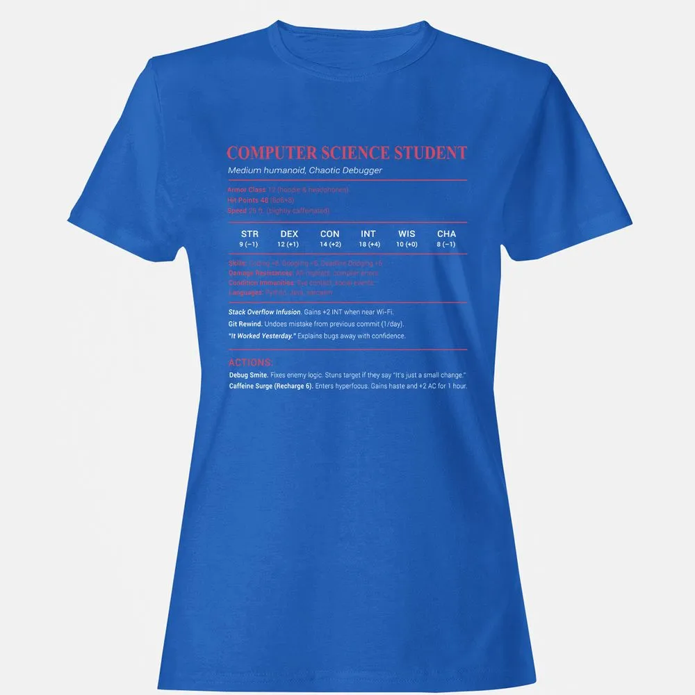 Computer Science Student Women's T-Shirt - Royal - 14