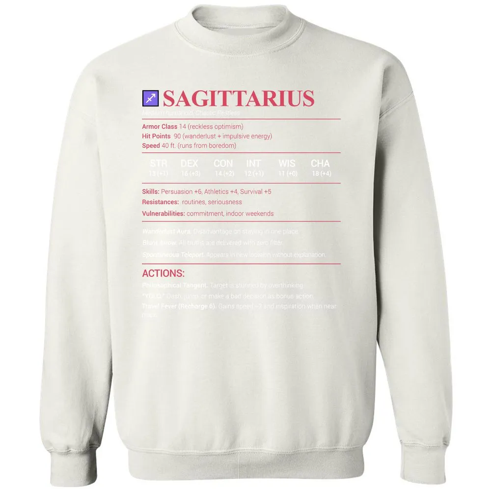 Sagittarius Stats Classic Unisex Sweatshirt - White - 12