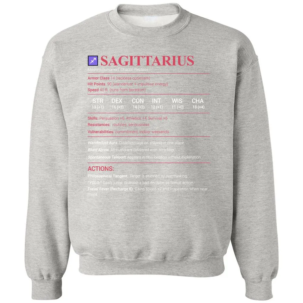 Sagittarius Stats Classic Unisex Sweatshirt - Ash - 8