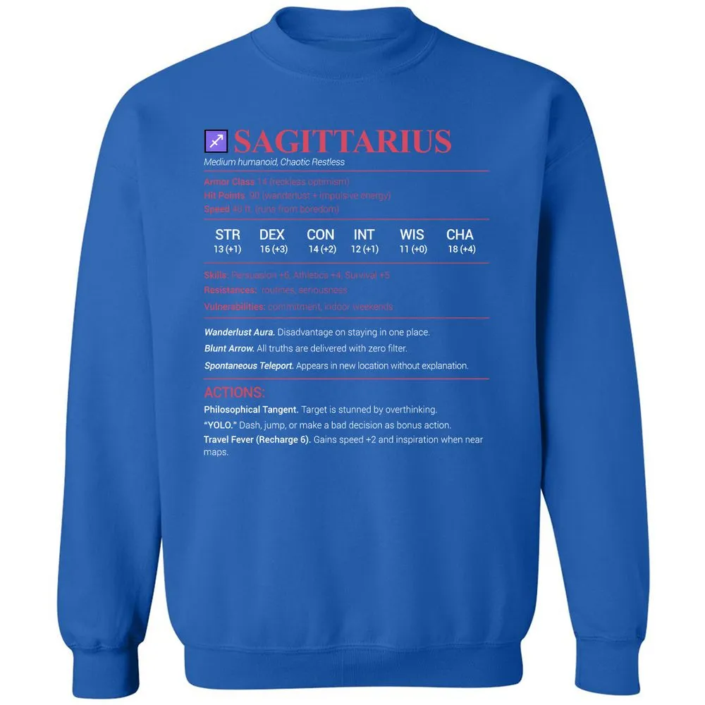 Sagittarius Stats Classic Unisex Sweatshirt - Royal - 9