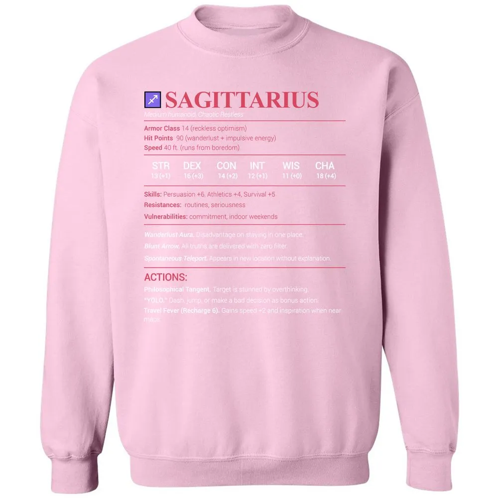 Sagittarius Stats Classic Unisex Sweatshirt - Light Pink - 3