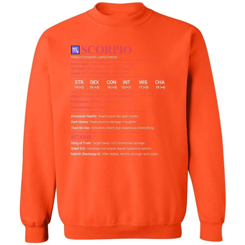 Scorpio Stats Classic Unisex Sweatshirt - Orange - 10