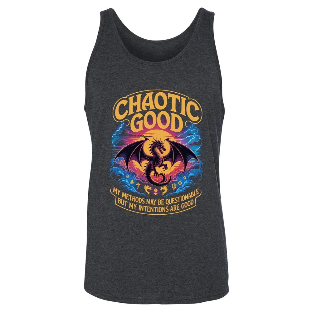 Chaotic Good Unisex Jersey Tank - Dark Grey Heather - 6