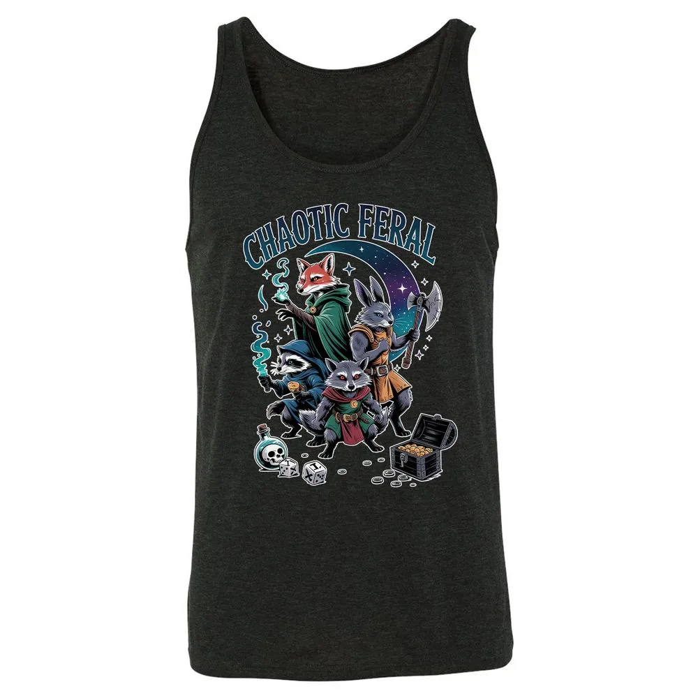 Chaotic Feral Unisex Jersey Tank - Charcoal Black Triblend - 5