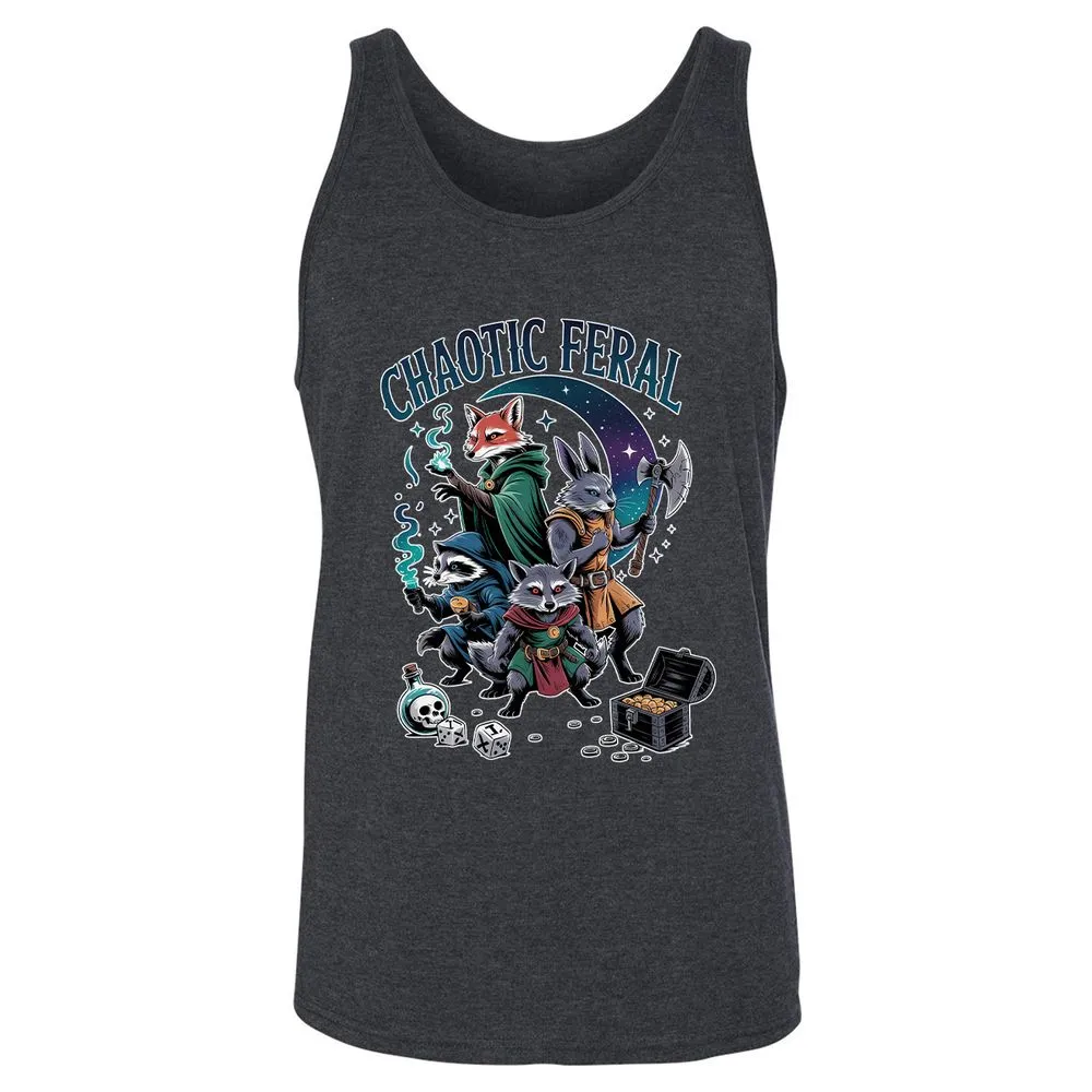 Chaotic Feral Unisex Jersey Tank - Dark Grey Heather - 6