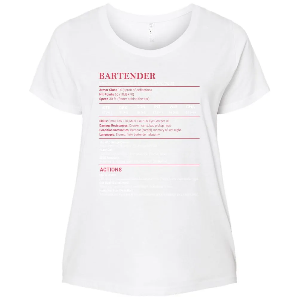 Bartender Stats Ladies Curvy Jersey - White - 6