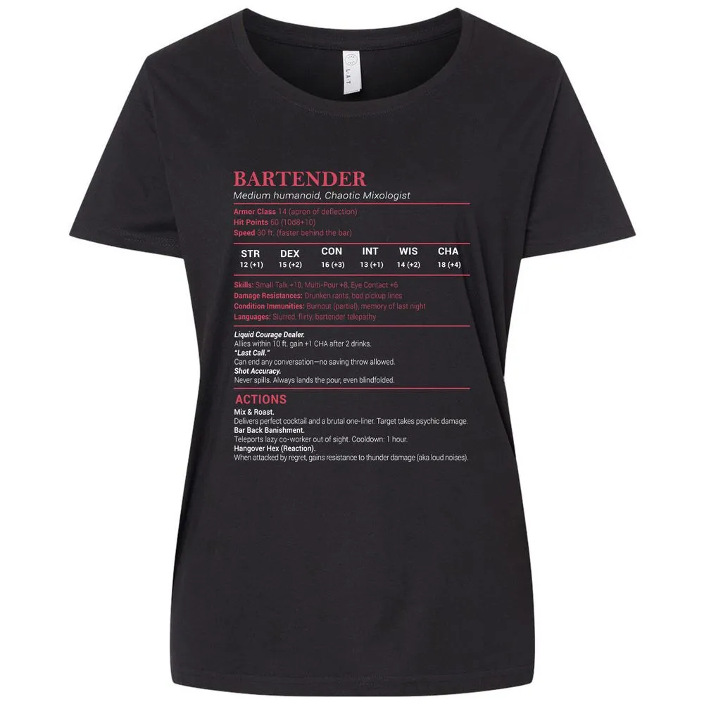 Bartender Stats Ladies Curvy Jersey - Blended Black - 1
