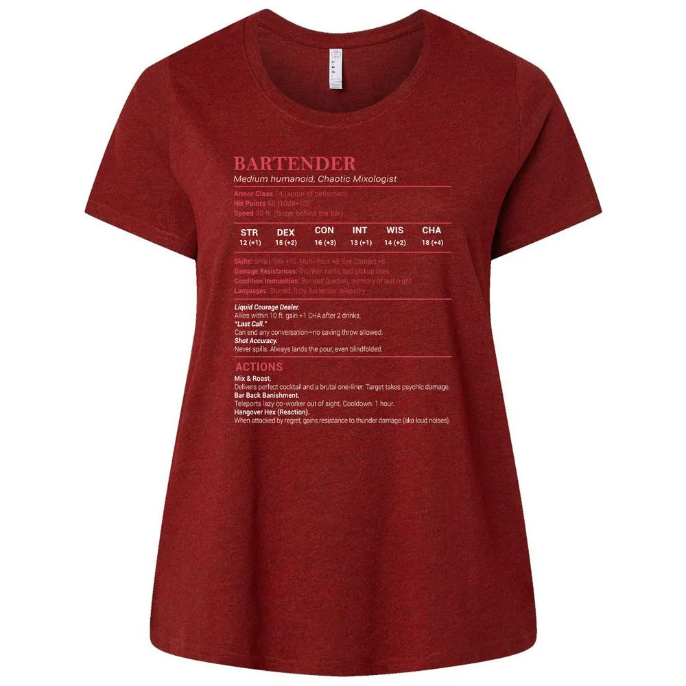 Bartender Stats Ladies Curvy Jersey - Cardinal - 10