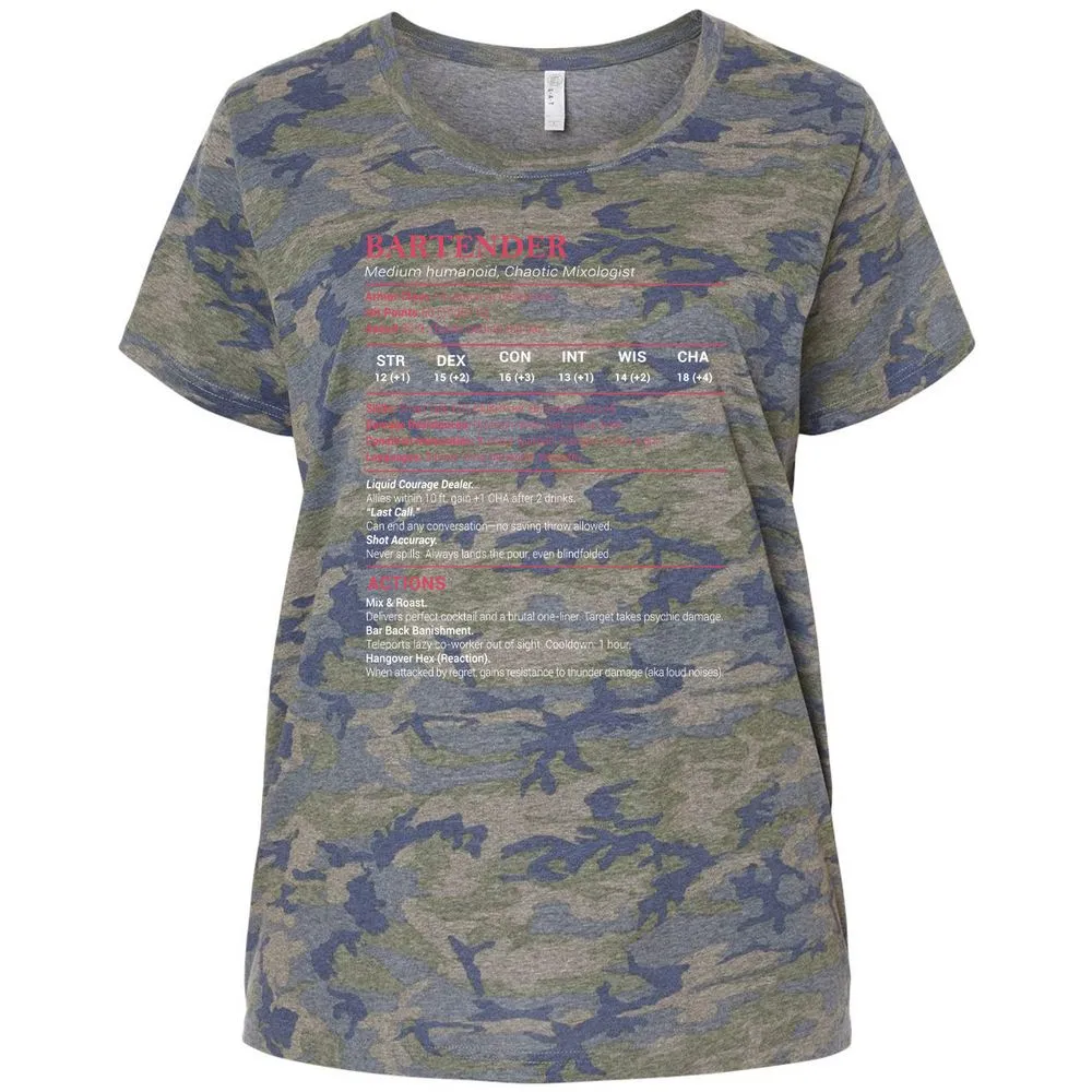 Bartender Stats Ladies Curvy Jersey - Vintage Camo - 5