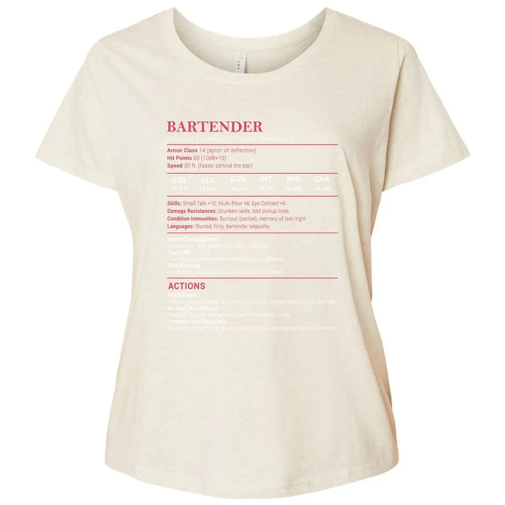 Bartender Stats Ladies Curvy Jersey - Natural Heather - 8